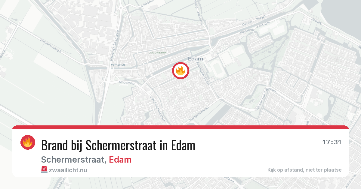 Brand bij Schermerstraat in Edam — 29 mei 2026