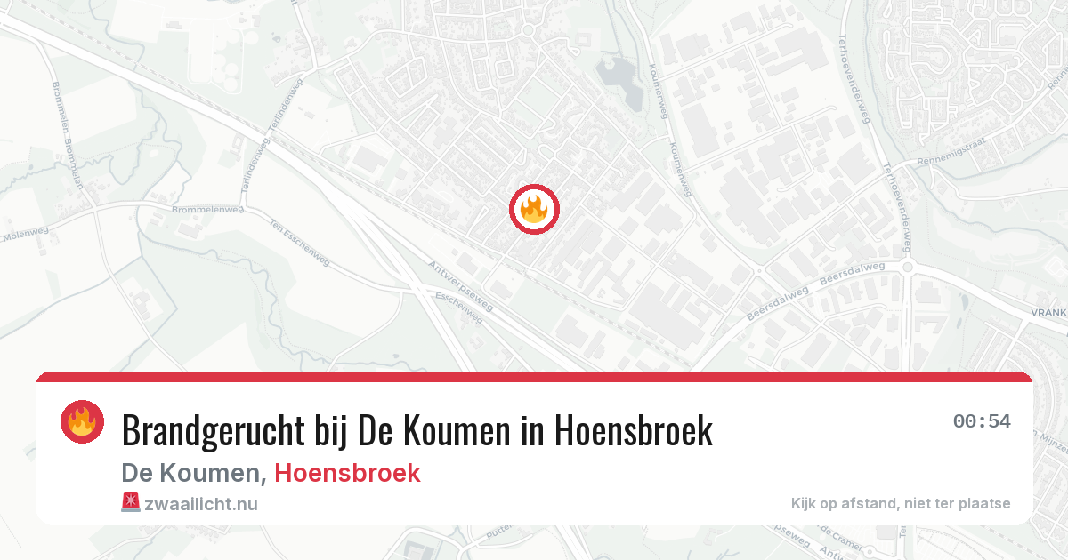 Brandgerucht bij De Koumen in Hoensbroek — 19 mrt 2026