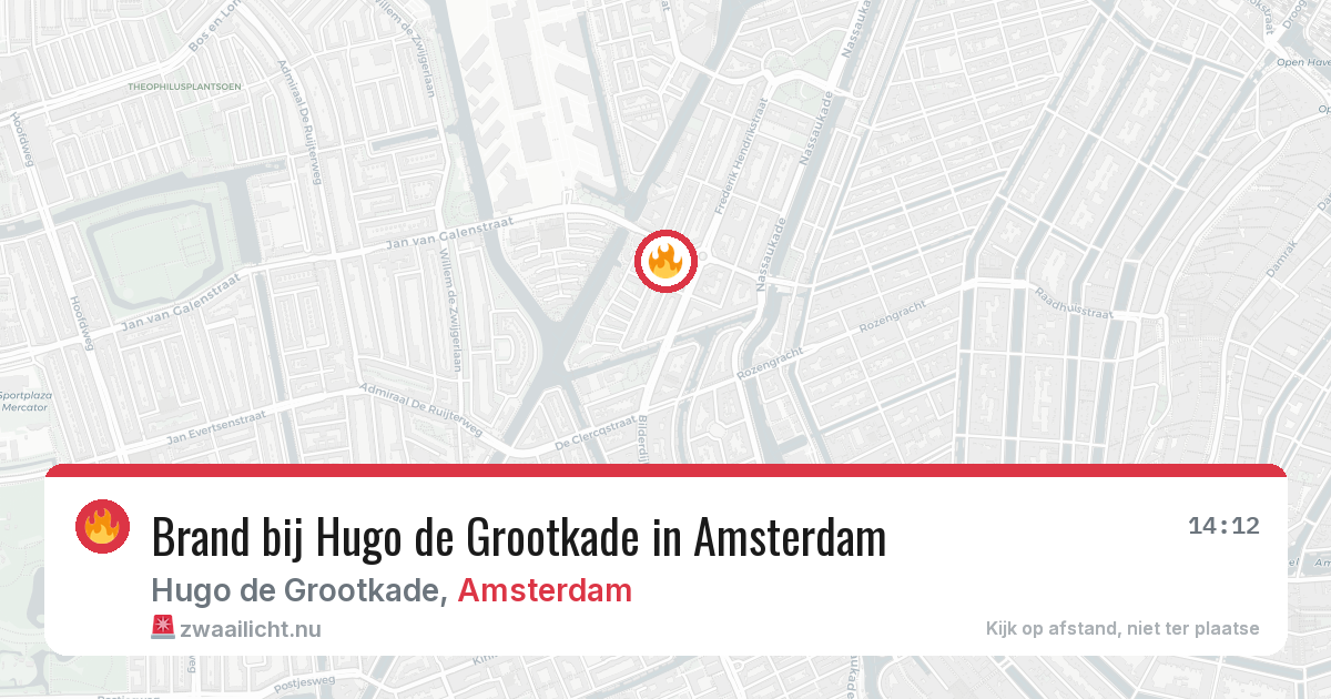 Brand bij Hugo de Grootkade in Amsterdam — 28 apr 2026