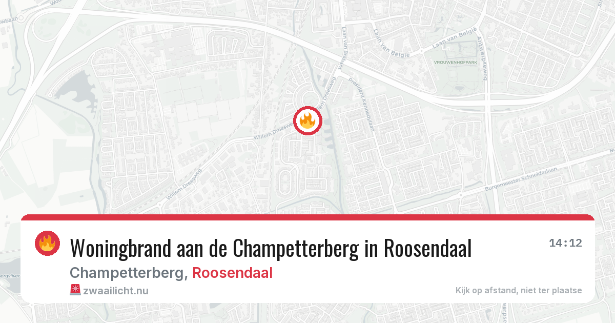 Woningbrand aan de Champetterberg in Roosendaal — 22 jul 2026