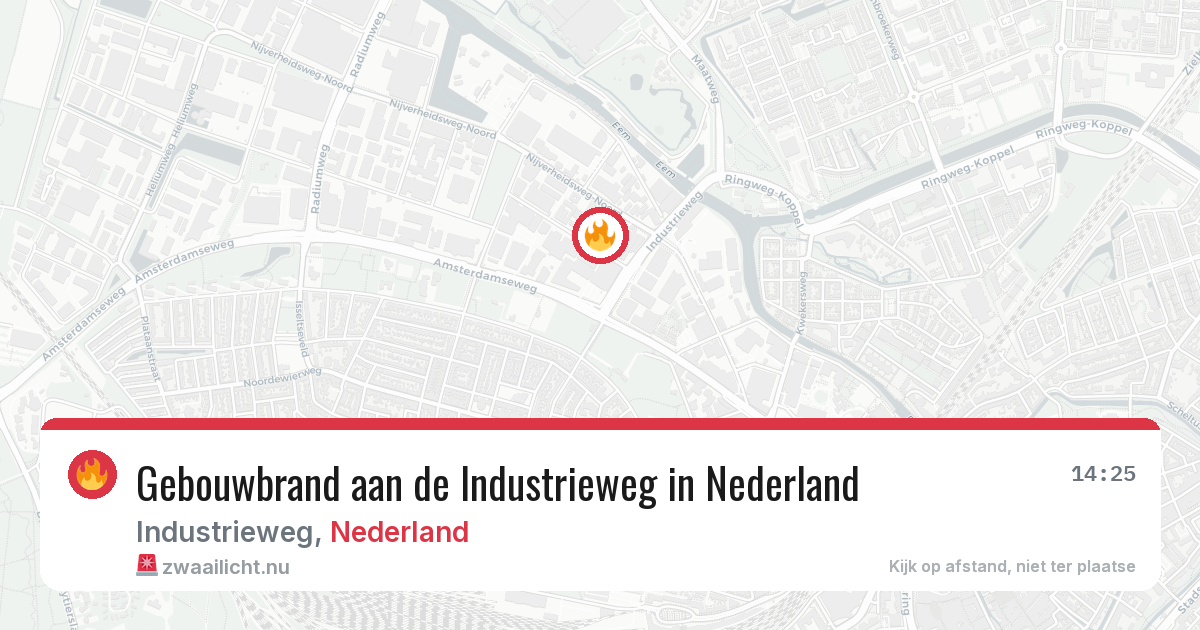 Gebouwbrand aan de Industrieweg in Nederland — 15 jul 2026