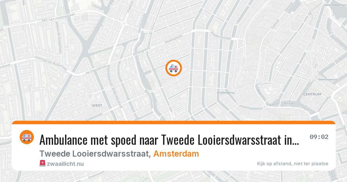 Ambulance met spoed naar Tweede Looiersdwarsstraat in Amsterdam — 9 jun 2026