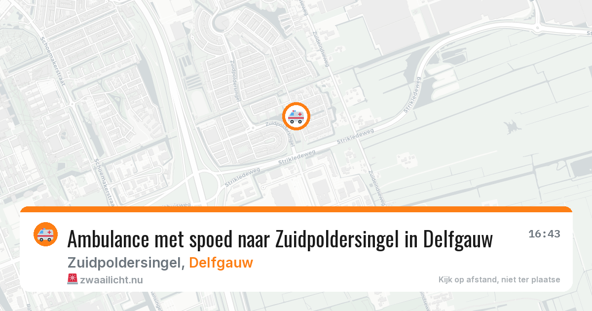 Ambulance met spoed naar Zuidpoldersingel in Delfgauw — 16 feb 2026