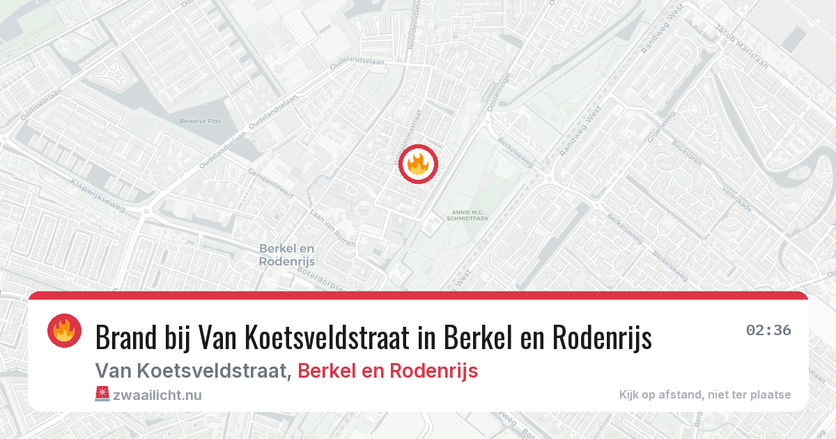 Brand bij Van Koetsveldstraat in Berkel en Rodenrijs — 16 jul 2026
