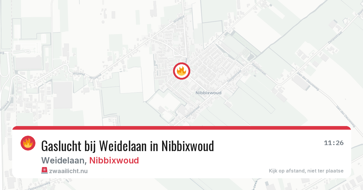 Gaslucht bij Weidelaan in Nibbixwoud — 10 jul 2026