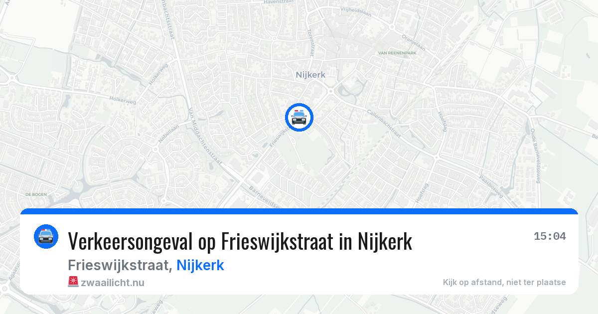 Verkeersongeval op Frieswijkstraat in Nijkerk — 23 mrt 2026