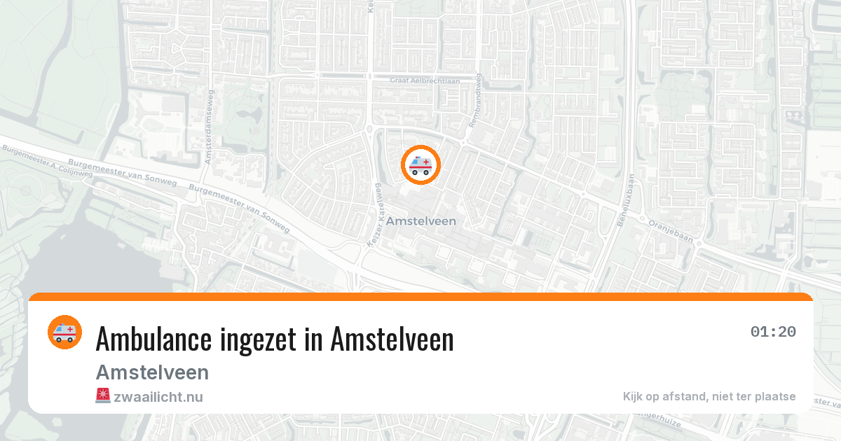 Ambulance ingezet in Amstelveen — 22 jul 2026 | 🚨 Zwaailicht.nu