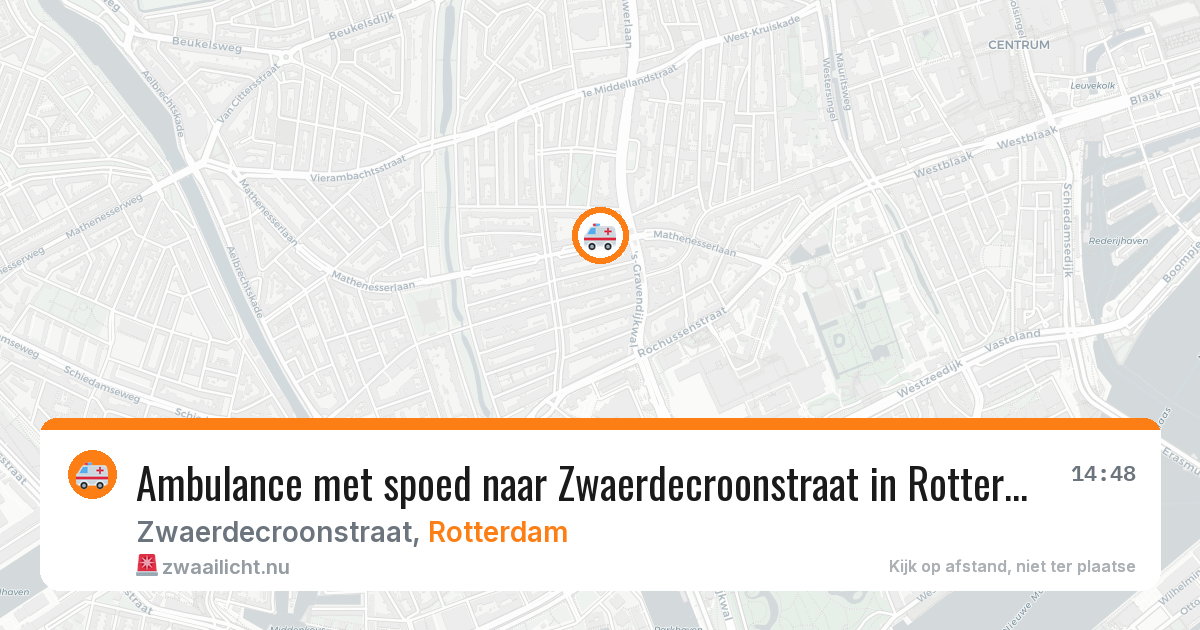 Ambulance met spoed naar Zwaerdecroonstraat in Rotterdam — 7 jun 2026