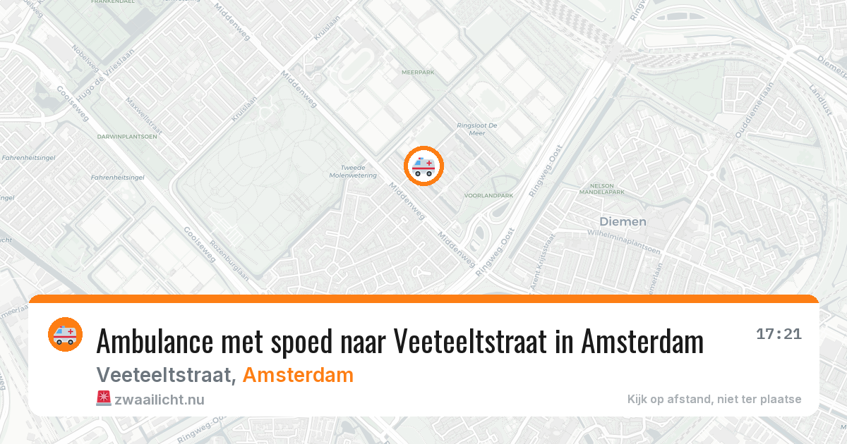 Ambulance met spoed naar Veeteeltstraat in Amsterdam — 22 mrt 2026