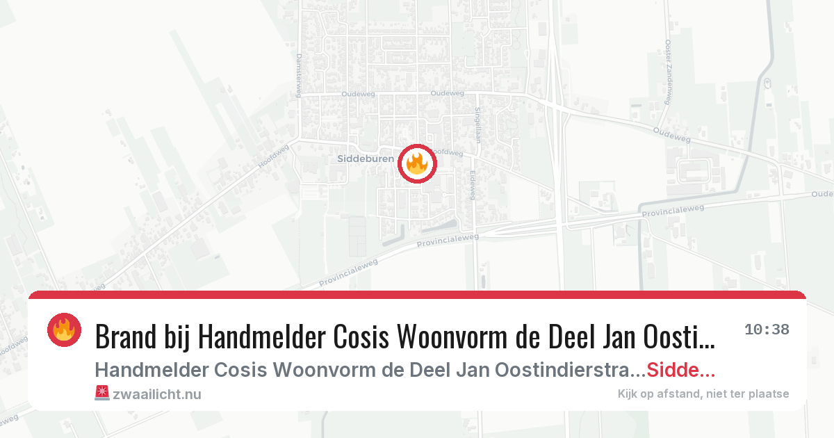Brand bij Handmelder Cosis Woonvorm de Deel Jan Oostindierstraat in Siddeburen — 24 mei 2026