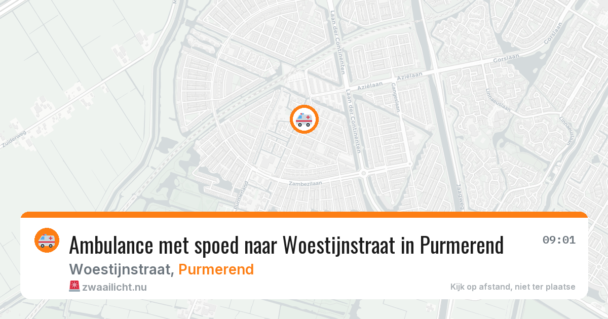 Ambulance met spoed naar Woestijnstraat in Purmerend — 24 jul 2026