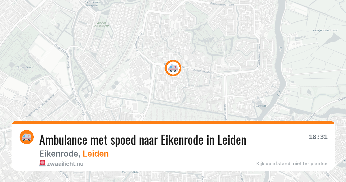 Ambulance met spoed naar Eikenrode in Leiden — 9 jul 2026