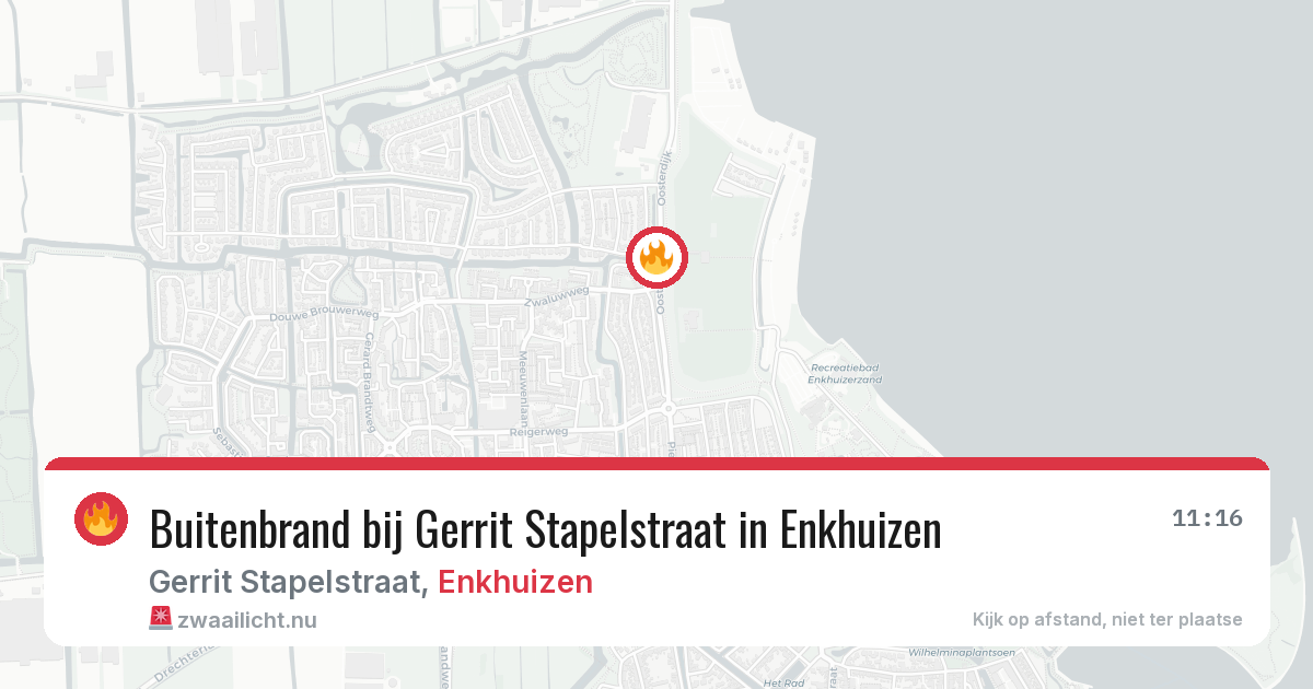 Buitenbrand bij Gerrit Stapelstraat in Enkhuizen — 20 jul 2026