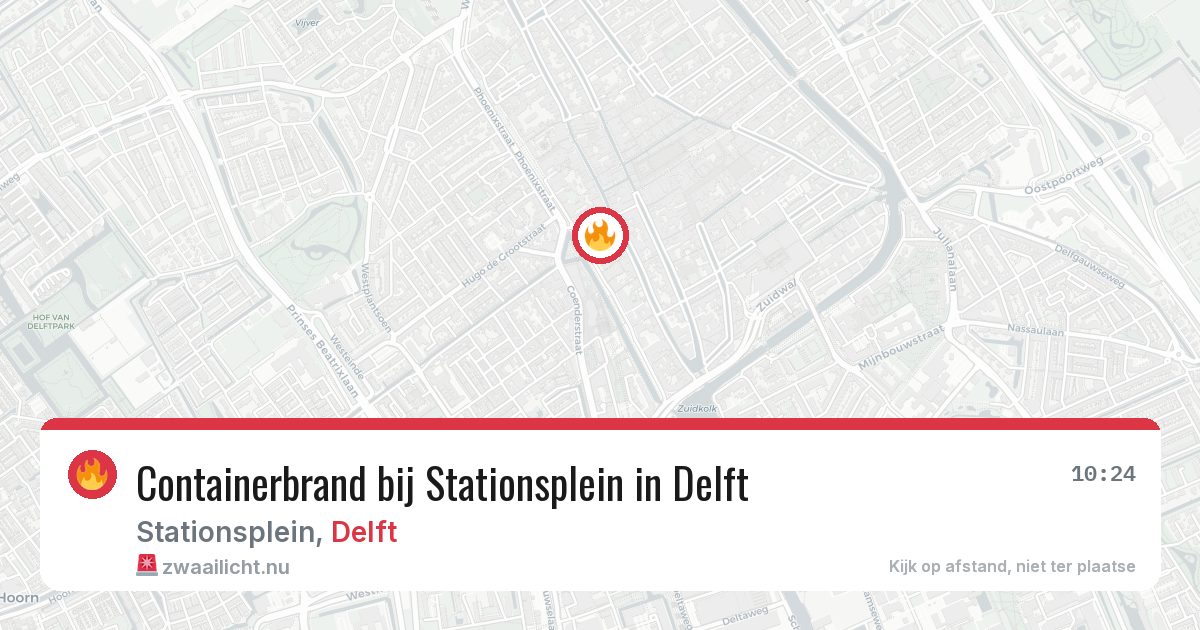 Containerbrand bij Stationsplein in Delft — 7 mei 2026