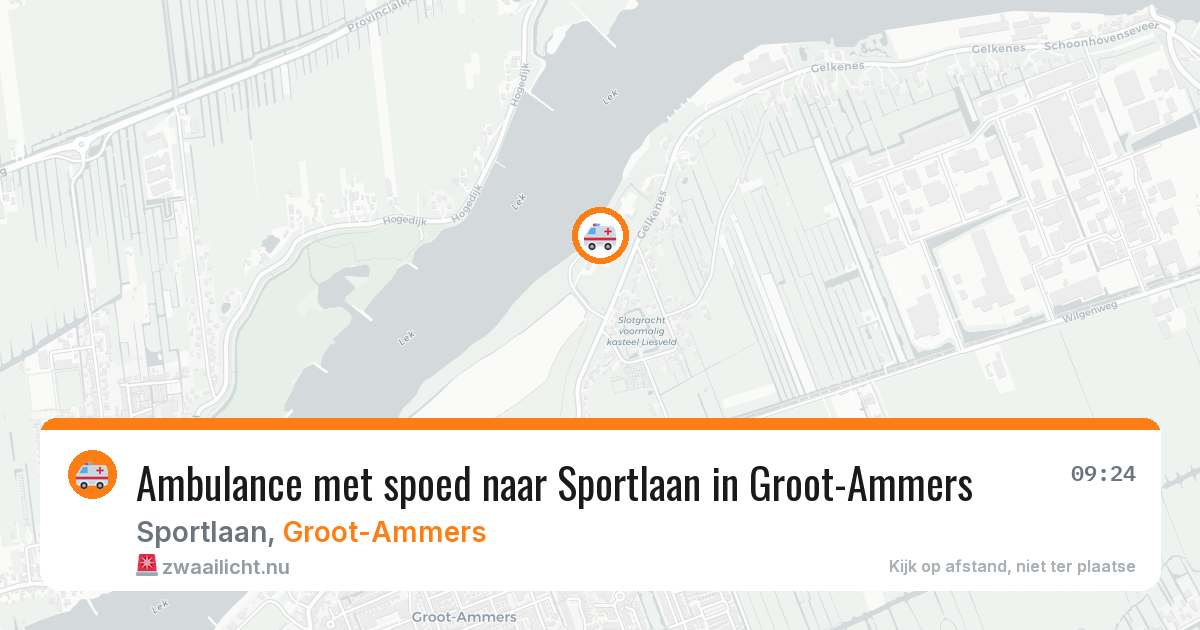Ambulance met spoed naar Sportlaan in Groot-Ammers — 25 jul 2026